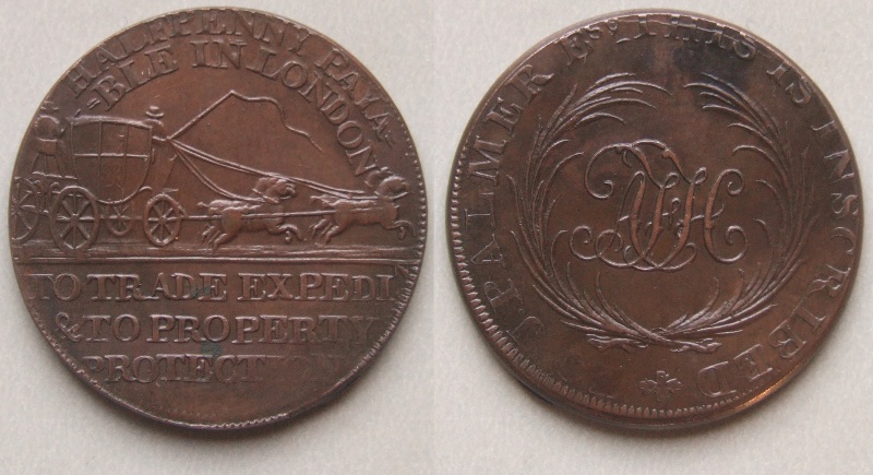 Middlesex, Lackington's mail coach halfpenny, c.1797